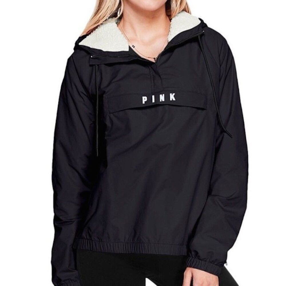 Victoria's Secret Pink sherpa-lined anorak windbreaker jacket size xs
